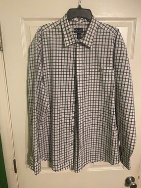 GAP White Shirt with Blue and Black Windowpane Check